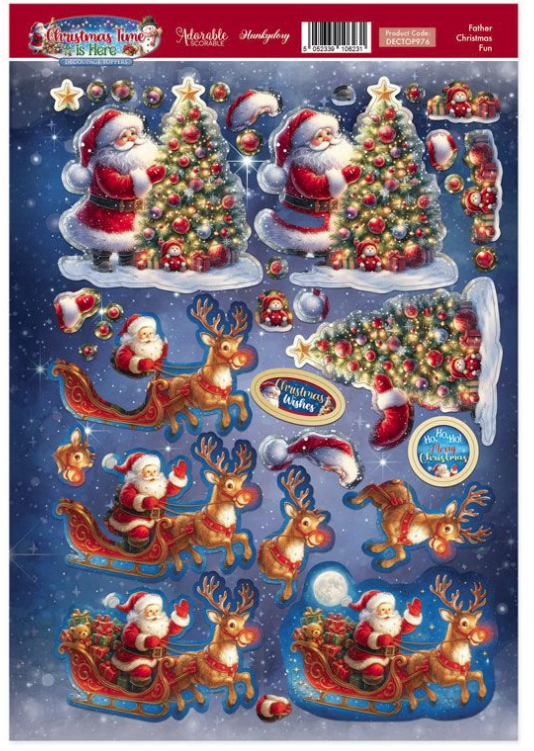 Father Christmas Fun Decoupage Topper Sheet